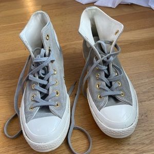 Custom gray suede and gold detail Converse